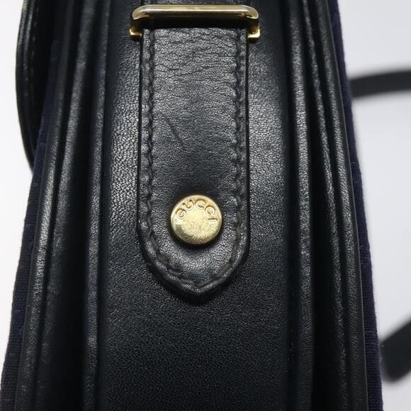 GUCCI Micro GG Canvas Shoulder Bag Navy Gold - Picture 14 of 16